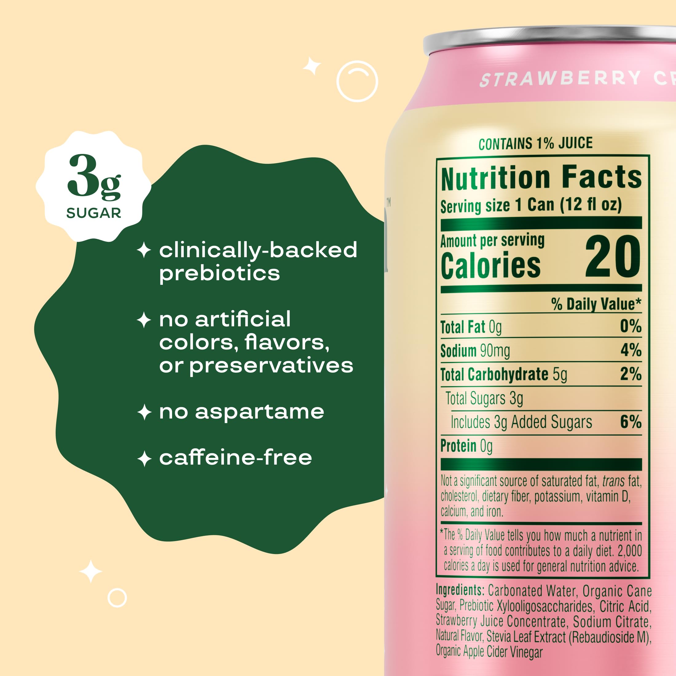 Bloom Nutrition Bloom Pop side label close-up highlighting ingredient clarity and prebiotic mention for informed choices