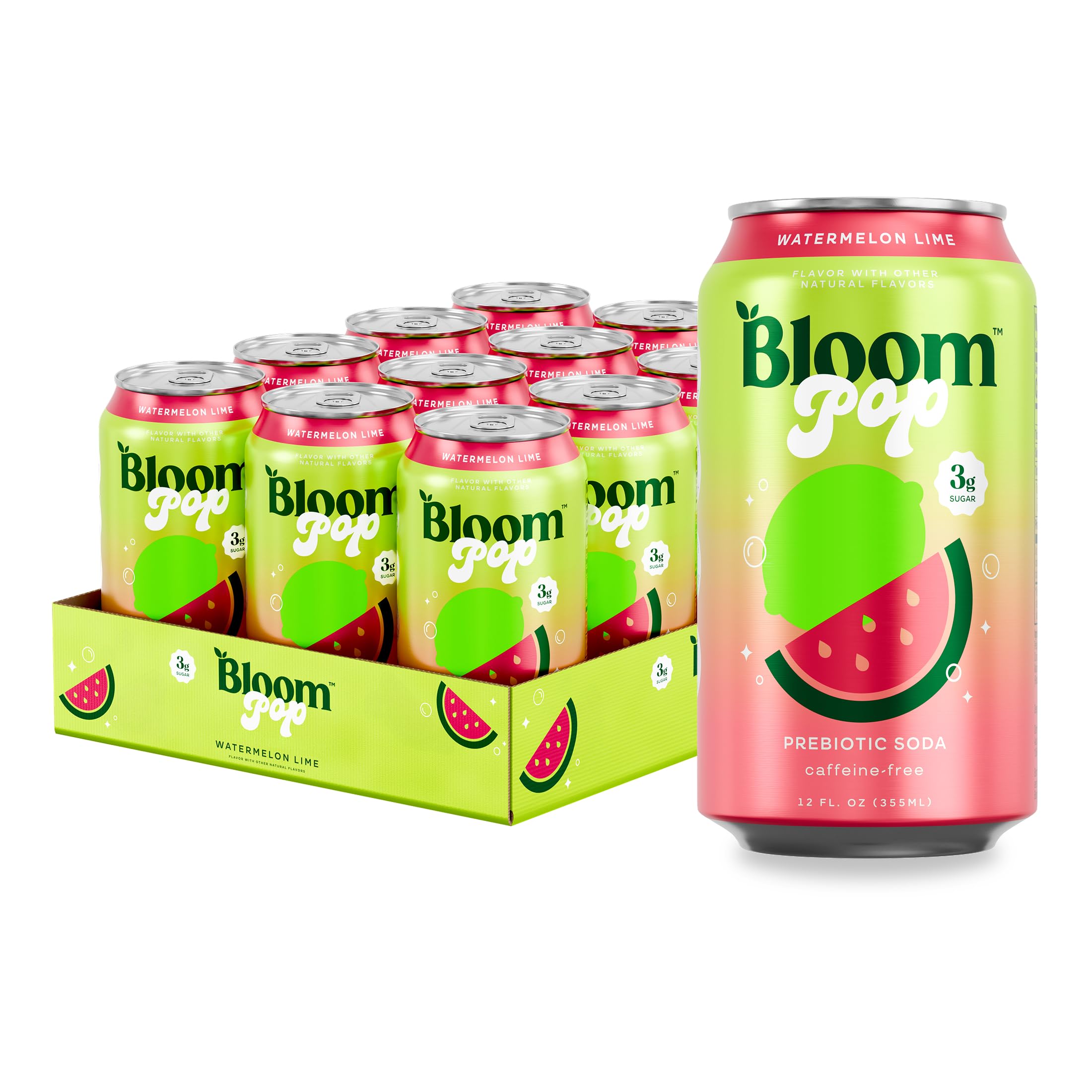 Bloom Nutrition Bloom Pop front packaging showing watermelon lime and benefit