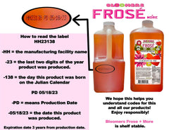 Bloomers Frosé mix pouring to show smooth texture and pourability for easy mixing