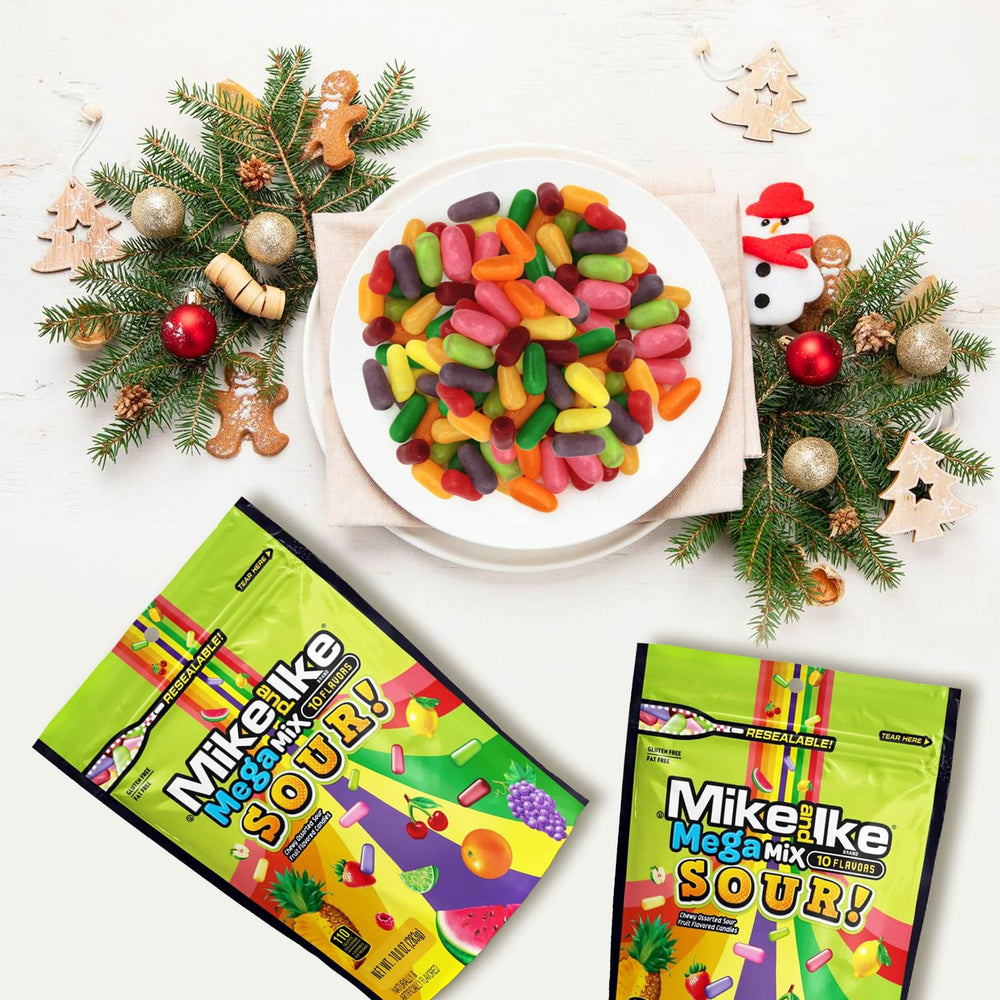 Bloom's Mike and Ike label and nutrition closeup for ingredient and info clarity