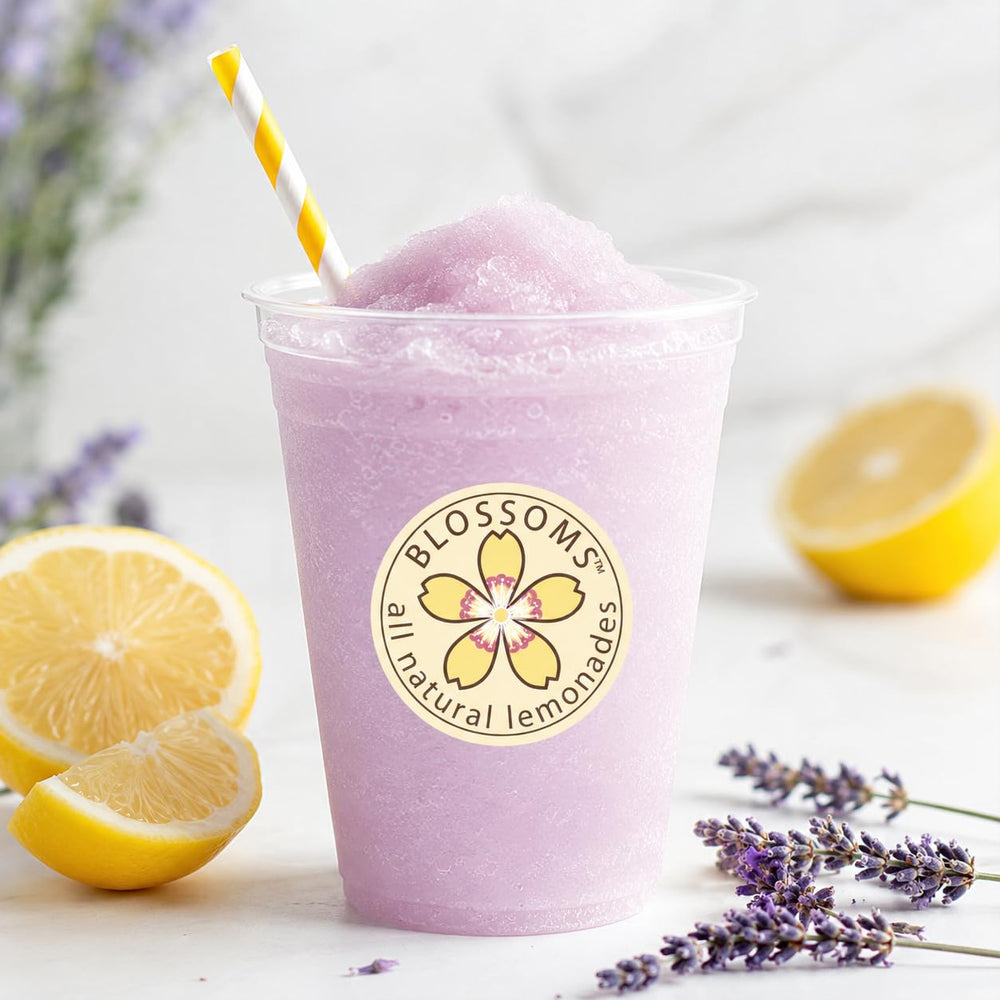 Blossoms By Java Frost label close-up showing ingredients and 64 servings for planning