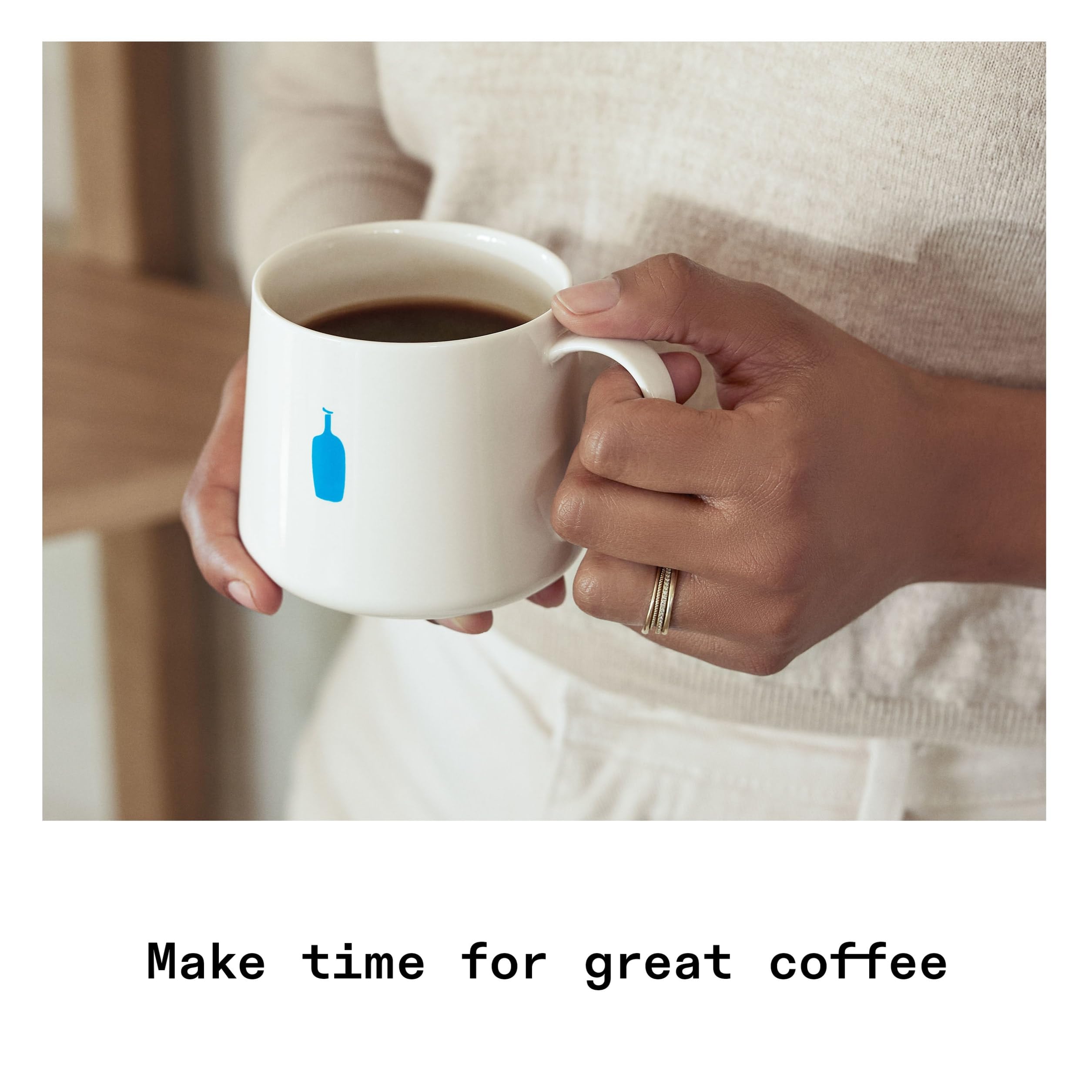 Blue Bottle Coffee beans in French press showing full-bodied immersion brew