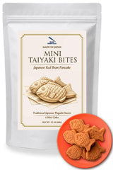BLUE CHOPSTICKS front packaging showing mini taiyaki, appealing gift-ready snack