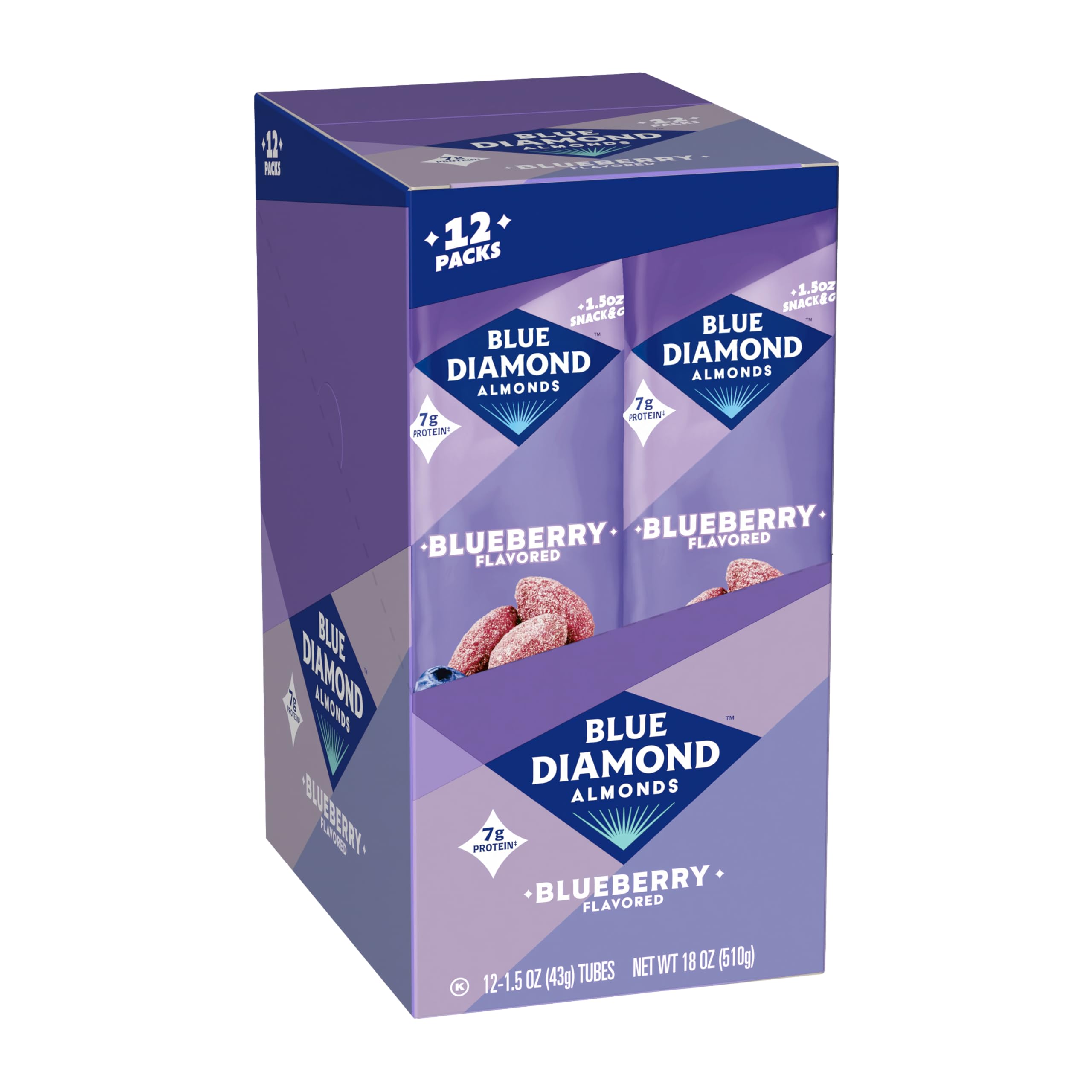 Blue Diamond bag beside common items to show 1.5 oz size and easy portion control benefit