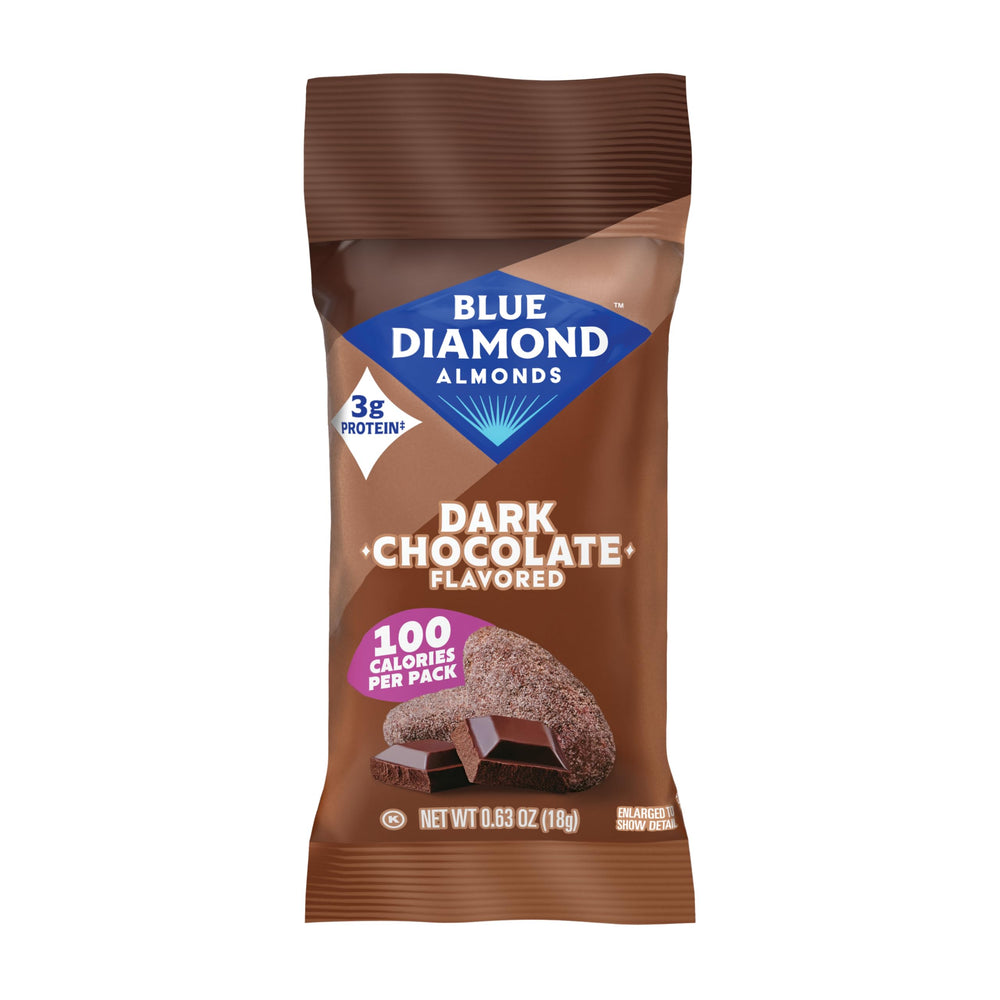 Blue Diamond close-up of almond cocoa coating highlighting rich flavor and crunchy texture