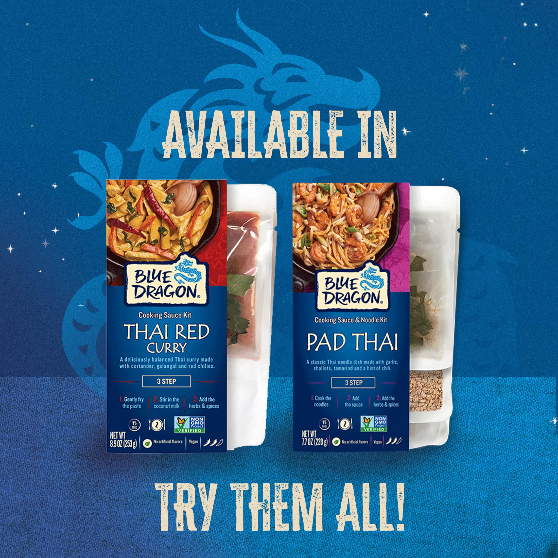 Blue Dragon kit held in hand to show single-serve size and convenience