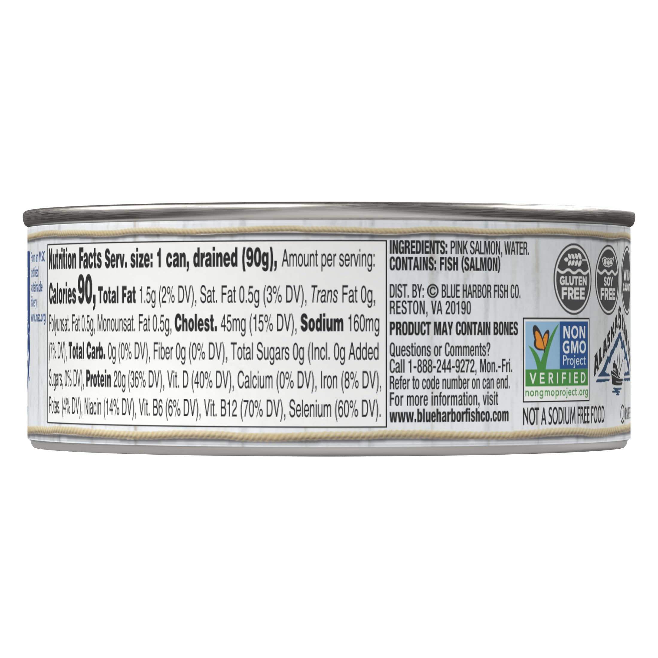 Blue Harbor Fish Co. open can of salmon flakes ready to eat for convenience