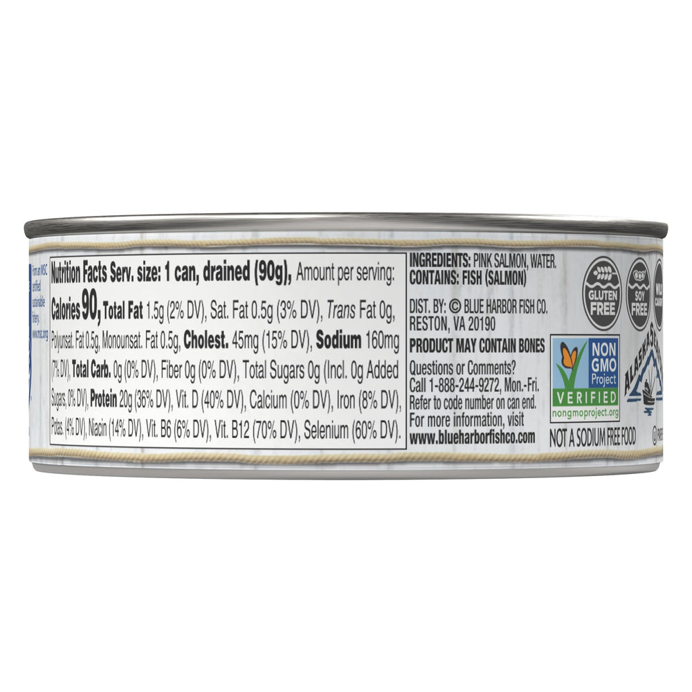 Blue Harbor Fish Co. open can of salmon flakes ready to eat for convenience
