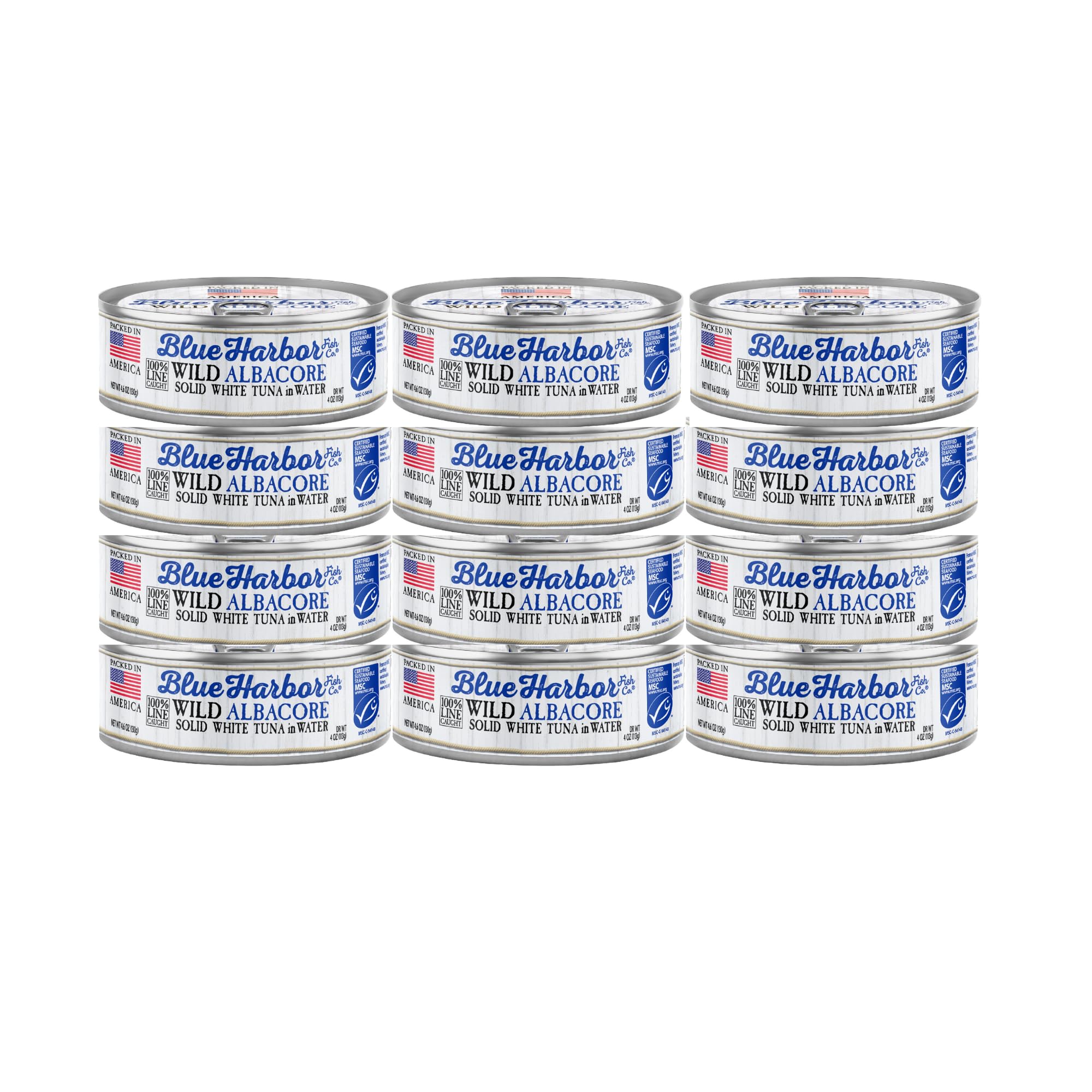 Blue Harbor Fish Co. front can showing label and size, clear product benefit