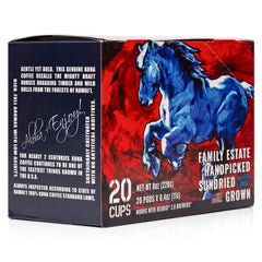 Blue Horse Kona pouring into cup illustrating smooth medium-roast flavor