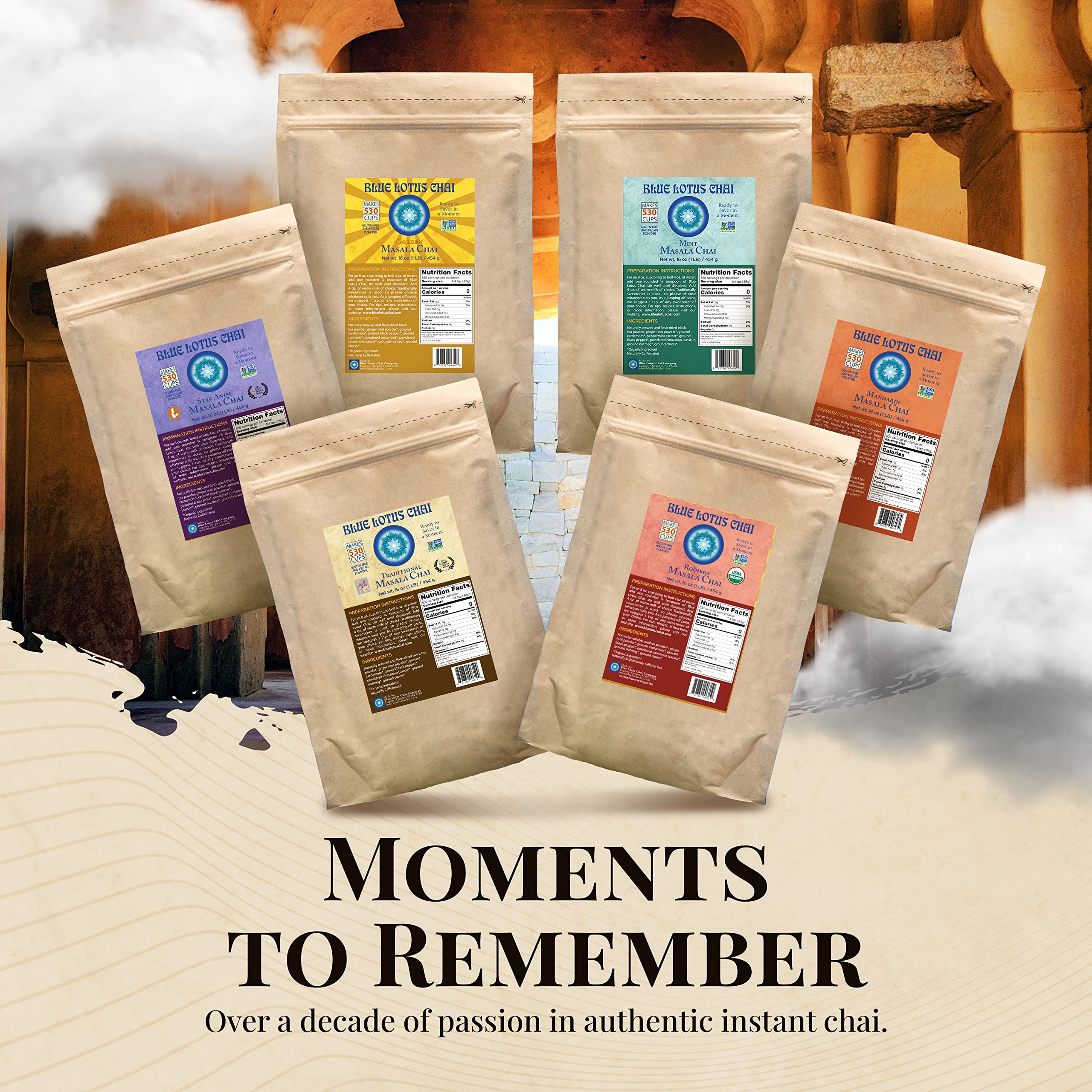 Blue Lotus Chai bag with award badge, recognized quality and flavor