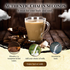 Measuring scoop of Blue Lotus Chai powder, portion control for consistent cups