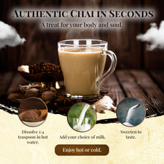 Bamboo scoop with Blue Lotus Chai powder and spices showing authentic flavor