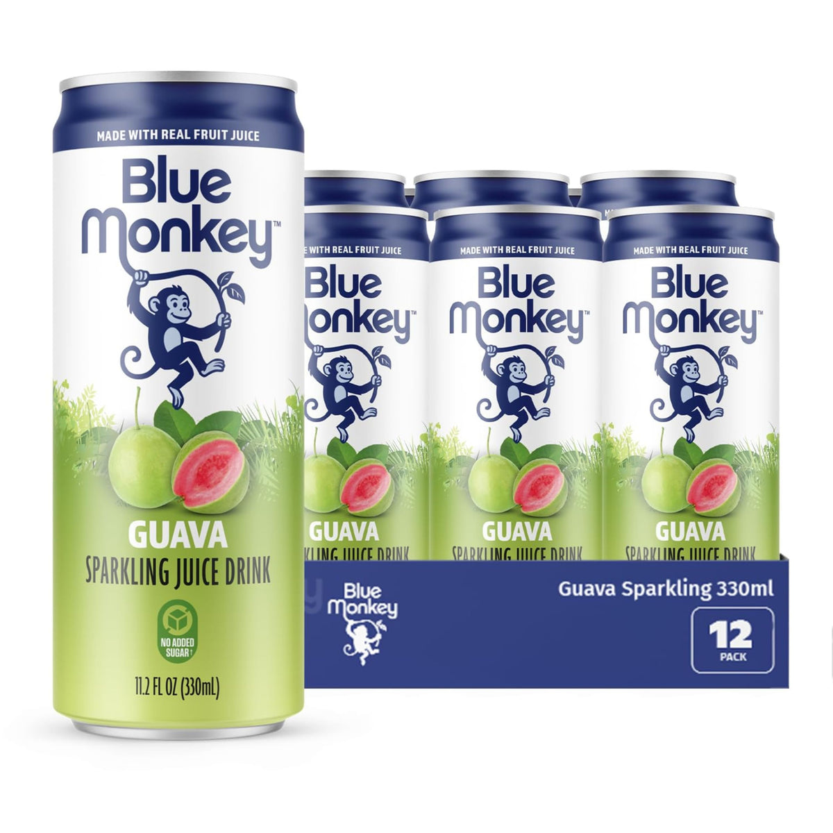 blue monkey front packaging showing cans and labels, clear brand visibility and appeal
