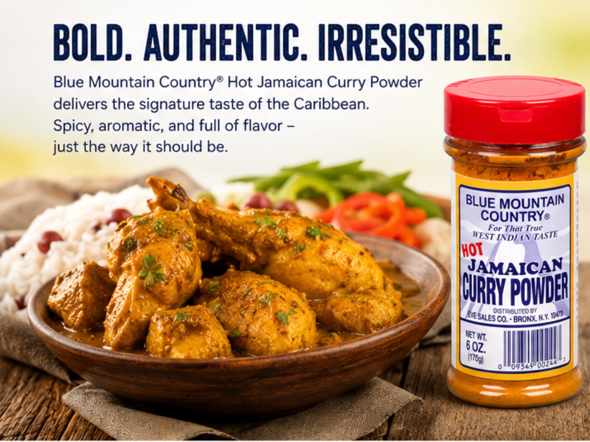 Blue Mountain Country curry powder texture in bowl highlighting vibrant color