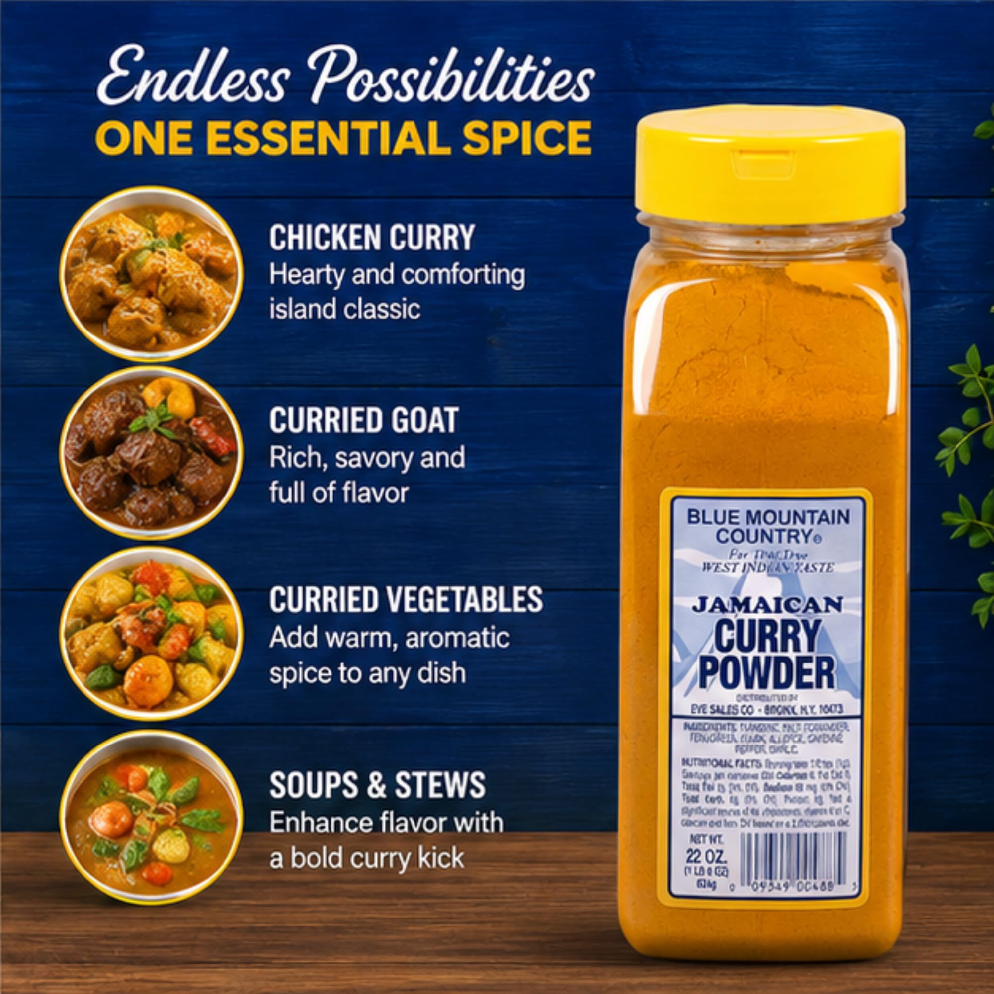 Blue Mountain Country curry sprinkled on roasted chicken adding bold flavor