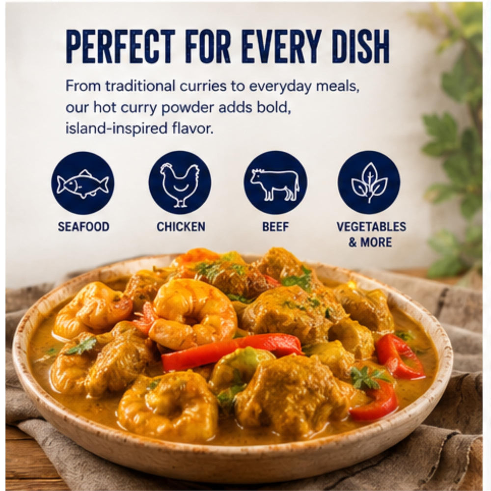 Blue Mountain Country curry blended in stew pot enriching aroma and color