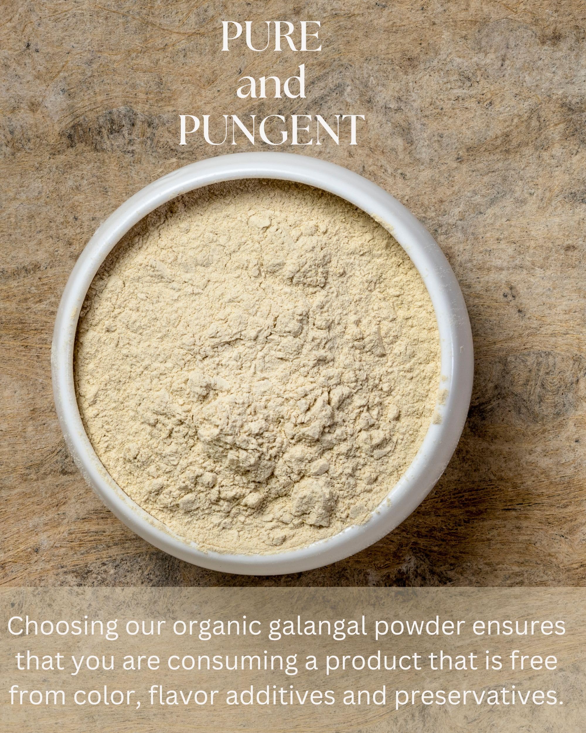 Blue Orchid Organic galangal powder jar label showing organic certification