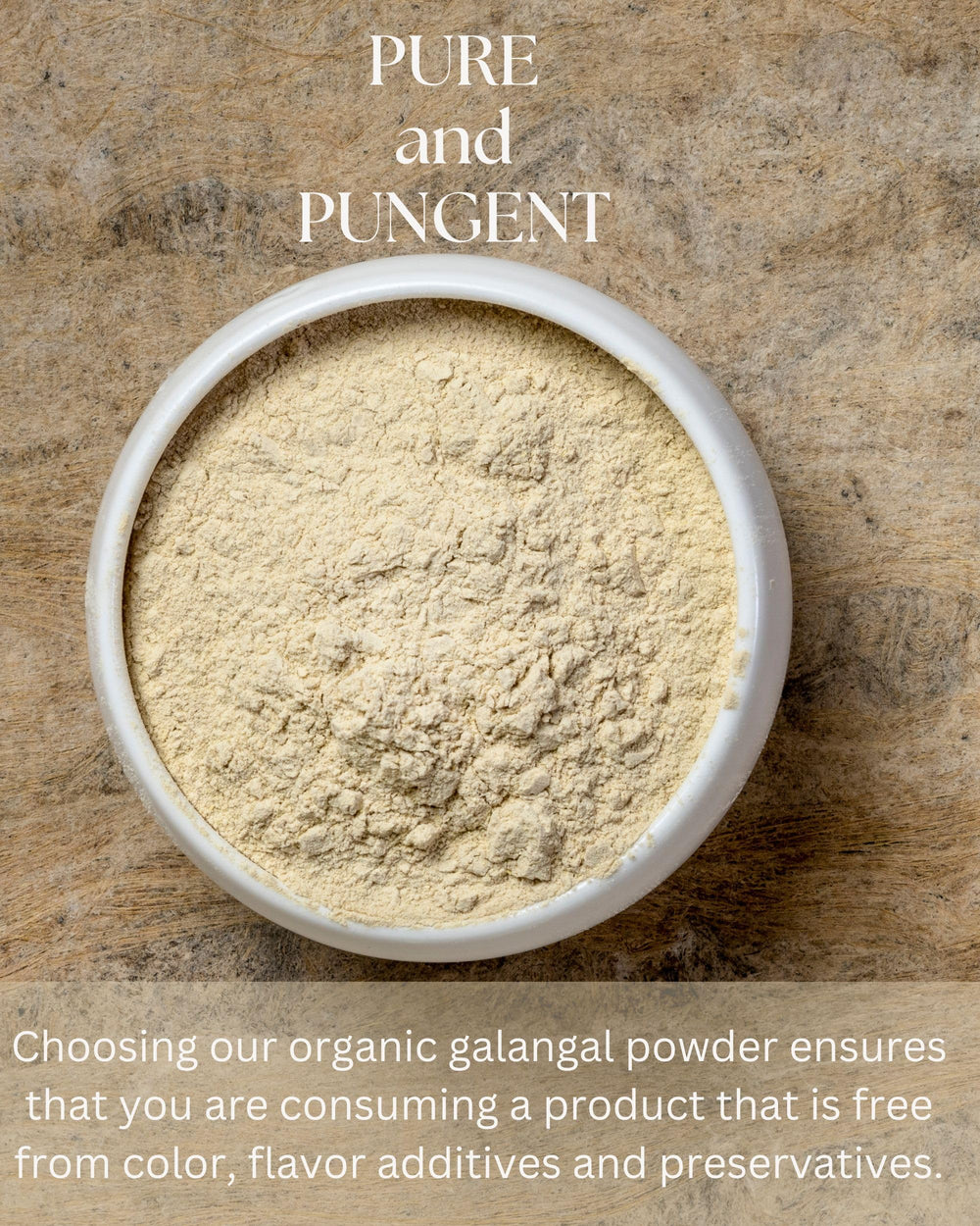 Blue Orchid Organic galangal powder jar label showing organic certification