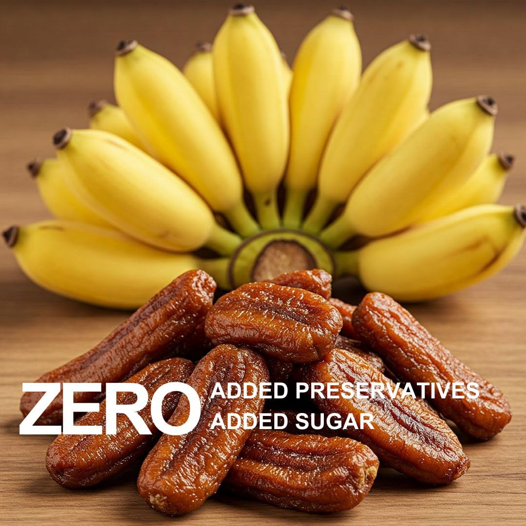 blue orchid organic serving bowl with sun-dried bananas for quick healthy snack enjoyment