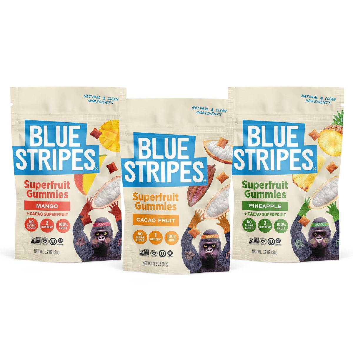 Blue Stripes front packaging showing variety pack and convenience