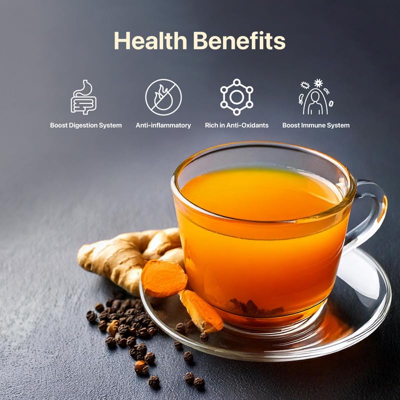 BLUE TEA brewed cup top view with warm color and comforting aroma benefit