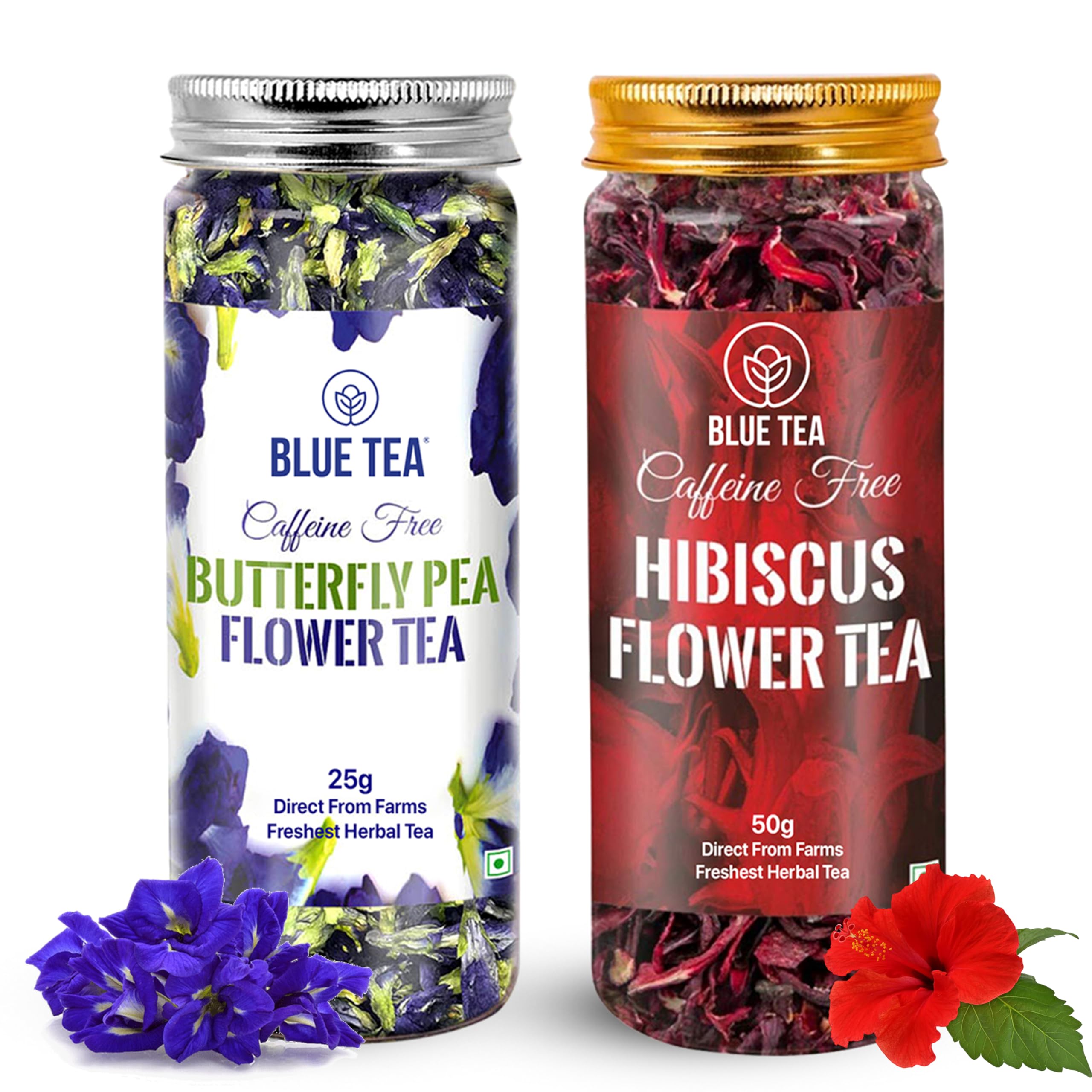 BLUE TEA front packaging combo jar showing product and reusable storage benefit