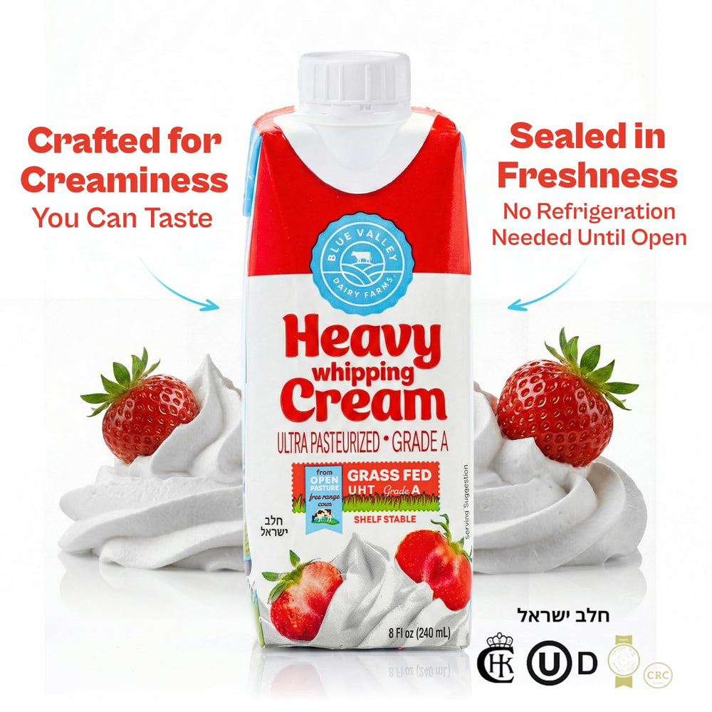 Blue Valley cream spooned over dessert highlighting rich finish