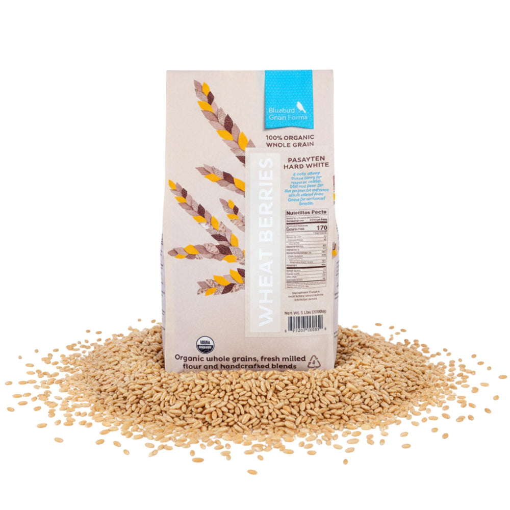 Bluebird Grain Farms front packaging showing 5 lb bag and product name