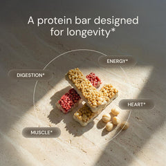 Blueprint Bryan Johnson raw macadamia nuts and pea protein ingredients laid out to show clean sourcing