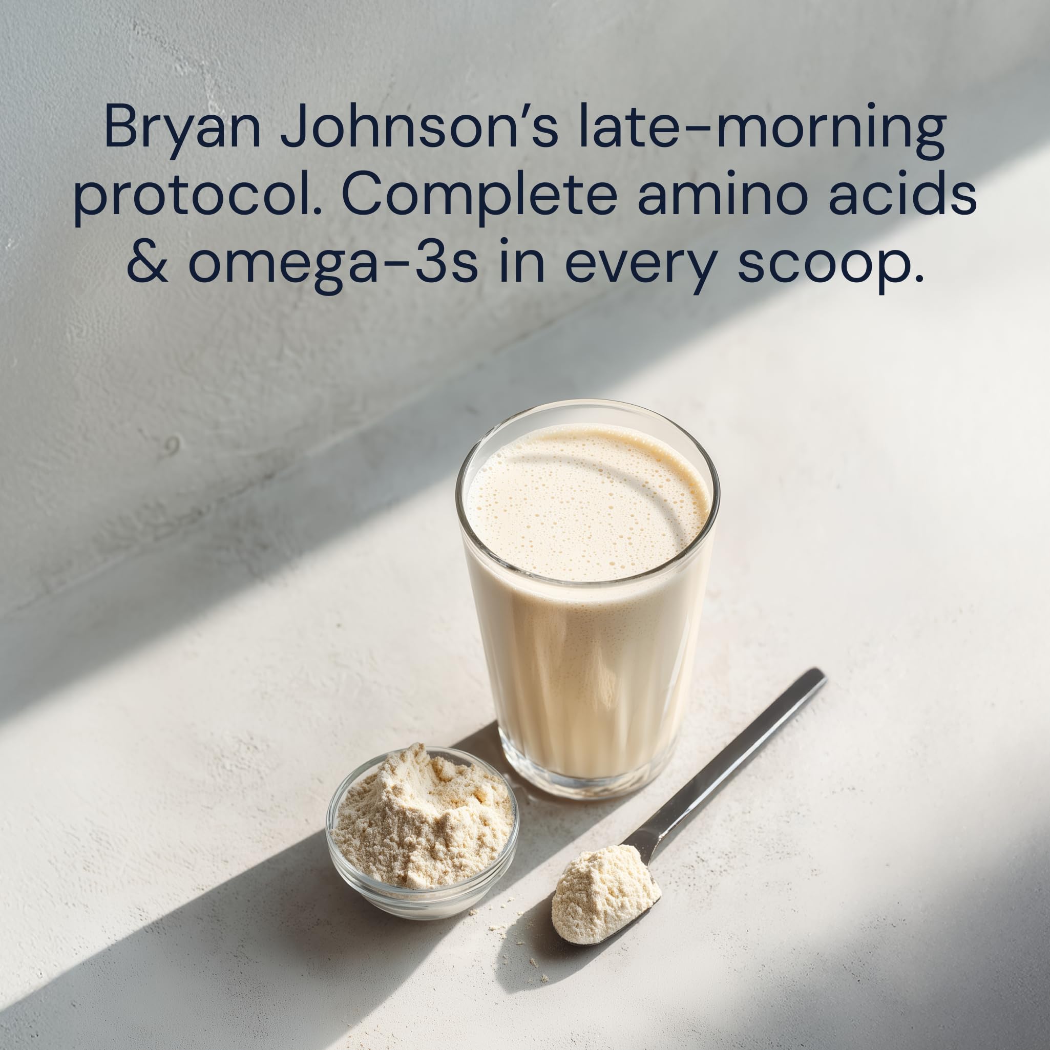 Blueprint Bryan Johnson ingredient bowl with hemp seeds showing plant-protein benefit
