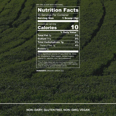 Blueprint Bryan Johnson close-up of vibrant green matcha powder, highlights fine texture and freshness