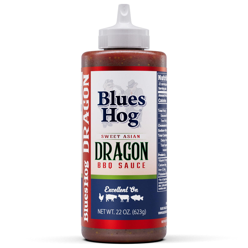 Blues Hog front bottle view showing full packaging and product benefit