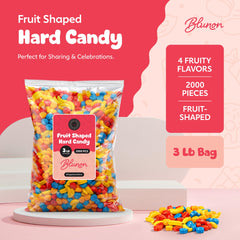 Blunon candies spread display colorful fruit shapes for event appeal