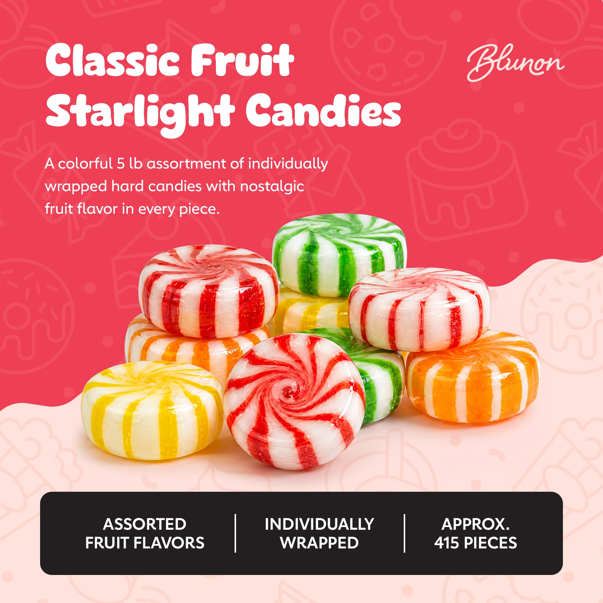 Blunon close-up of individually wrapped candies highlighting hygiene and convenience