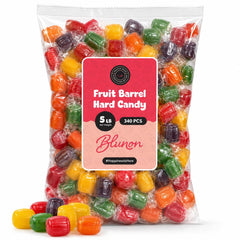 Blunon front of bag showing 5 lb resealable bulk candy, convenient storage
