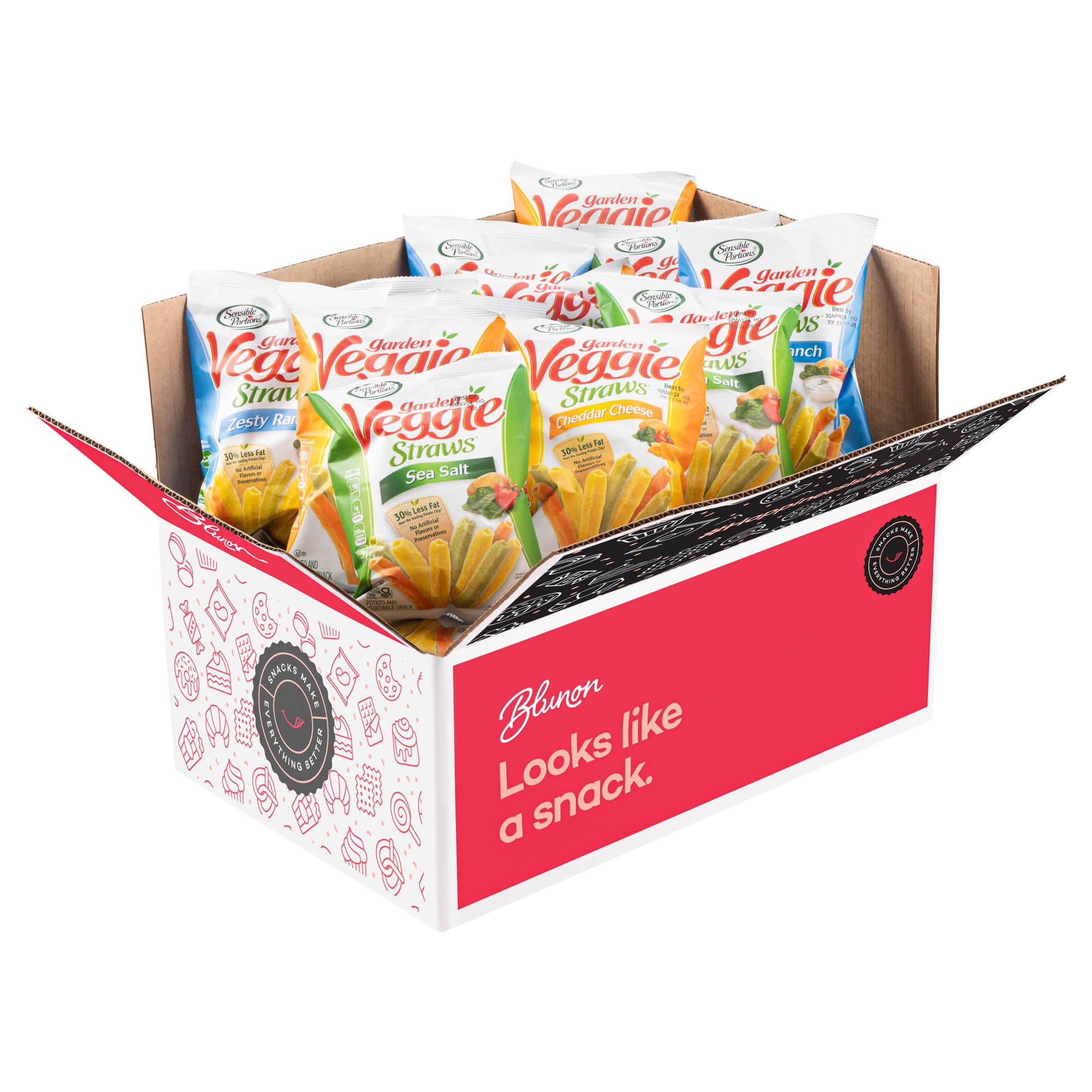 Blunon spread of individual bags illustrating convenient single-serve portability