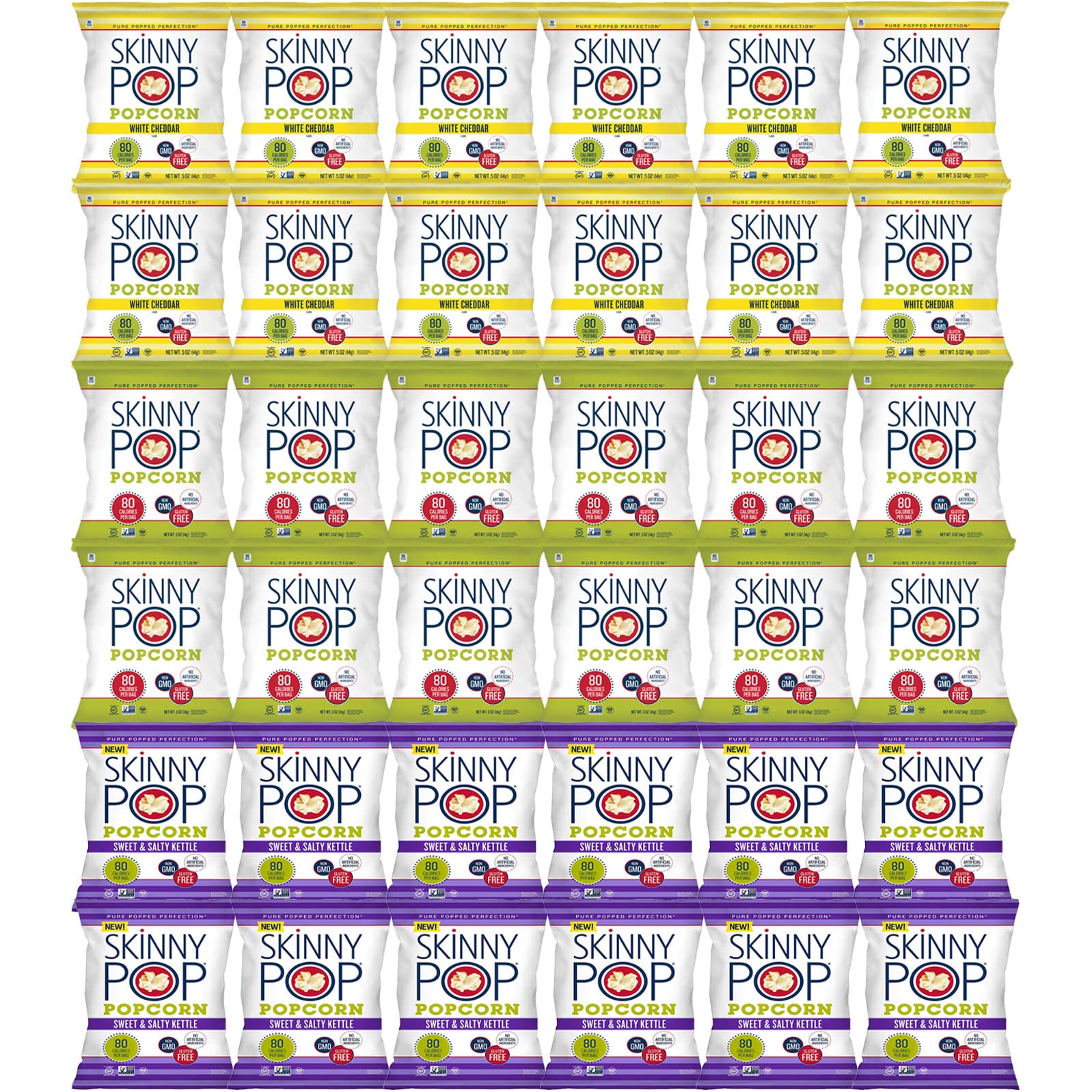 Blunon Skinny Pop boxes stored on pantry shelf indicating bulk value and long-term supply