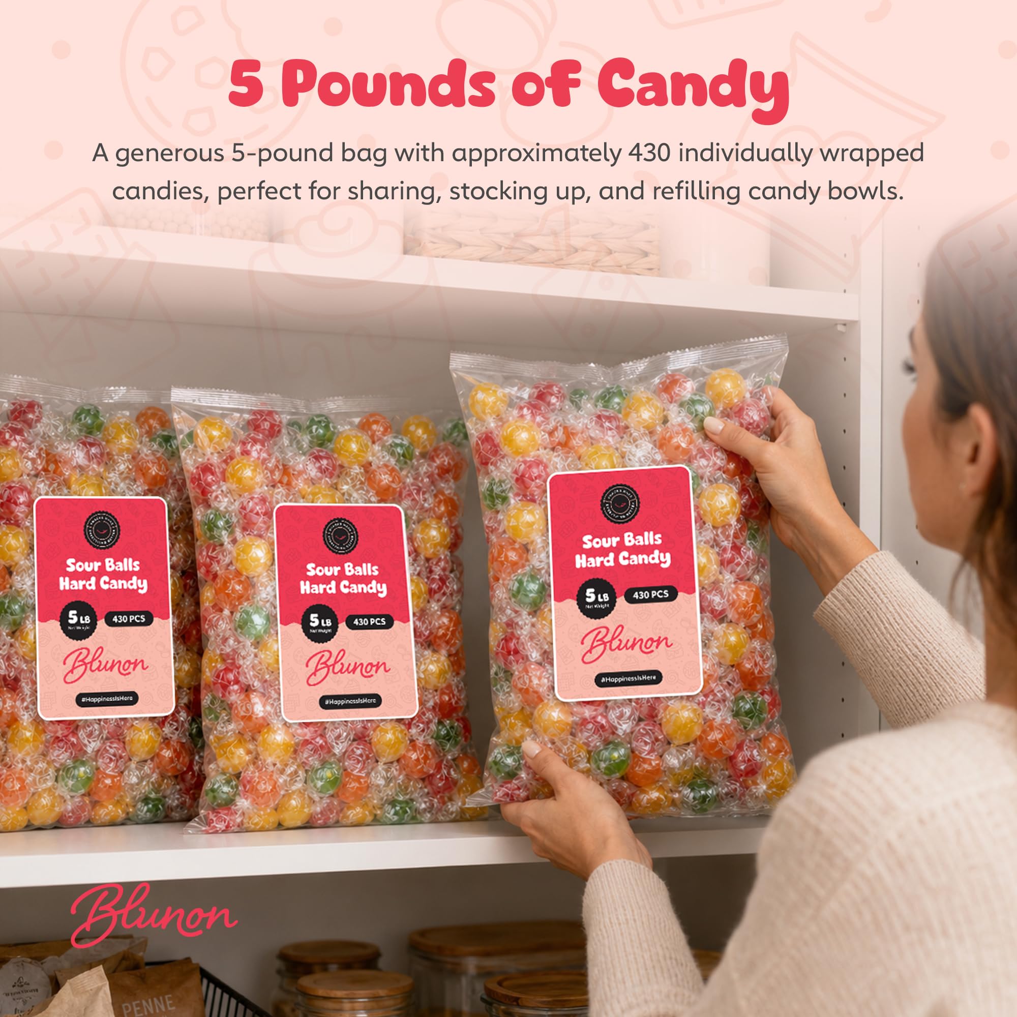 Blunon sour balls in a bowl at a party demonstrating crowd-pleasing party use
