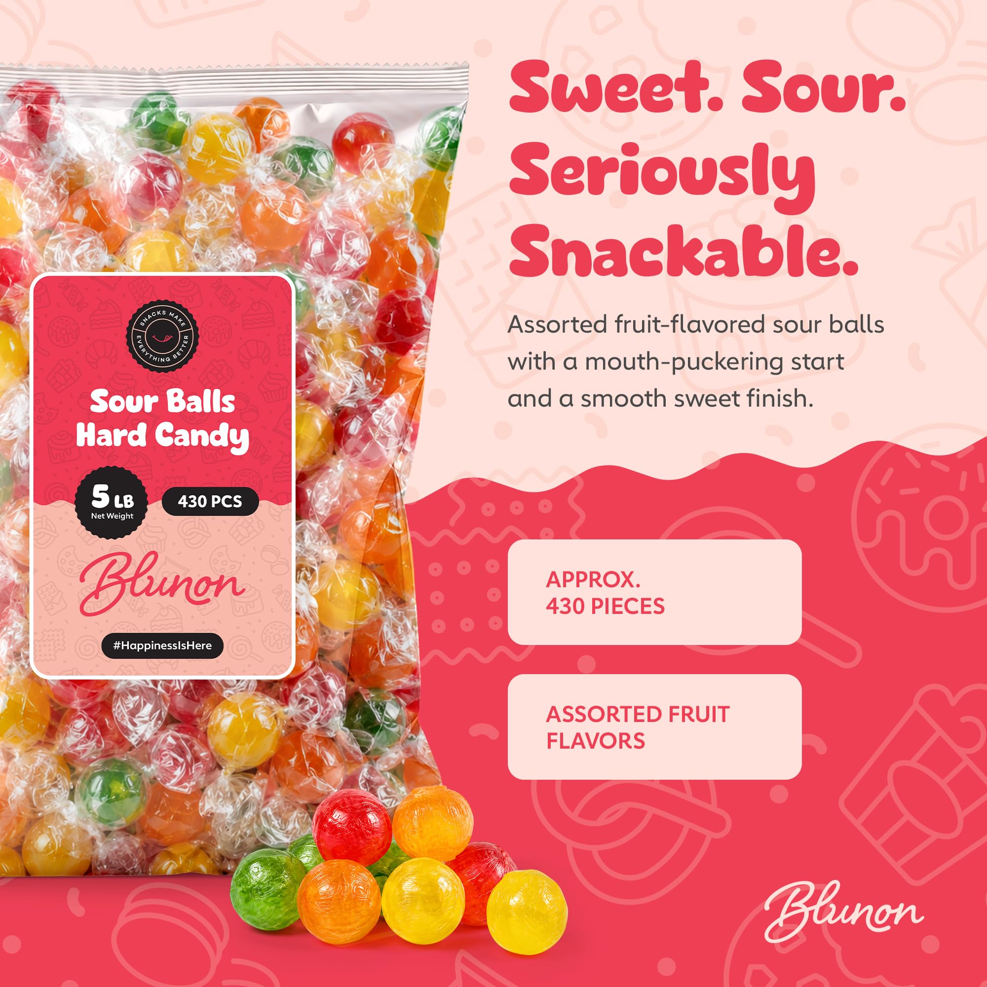 Blunon close-up of candy surface highlighting glossy hard texture and long-lasting bite