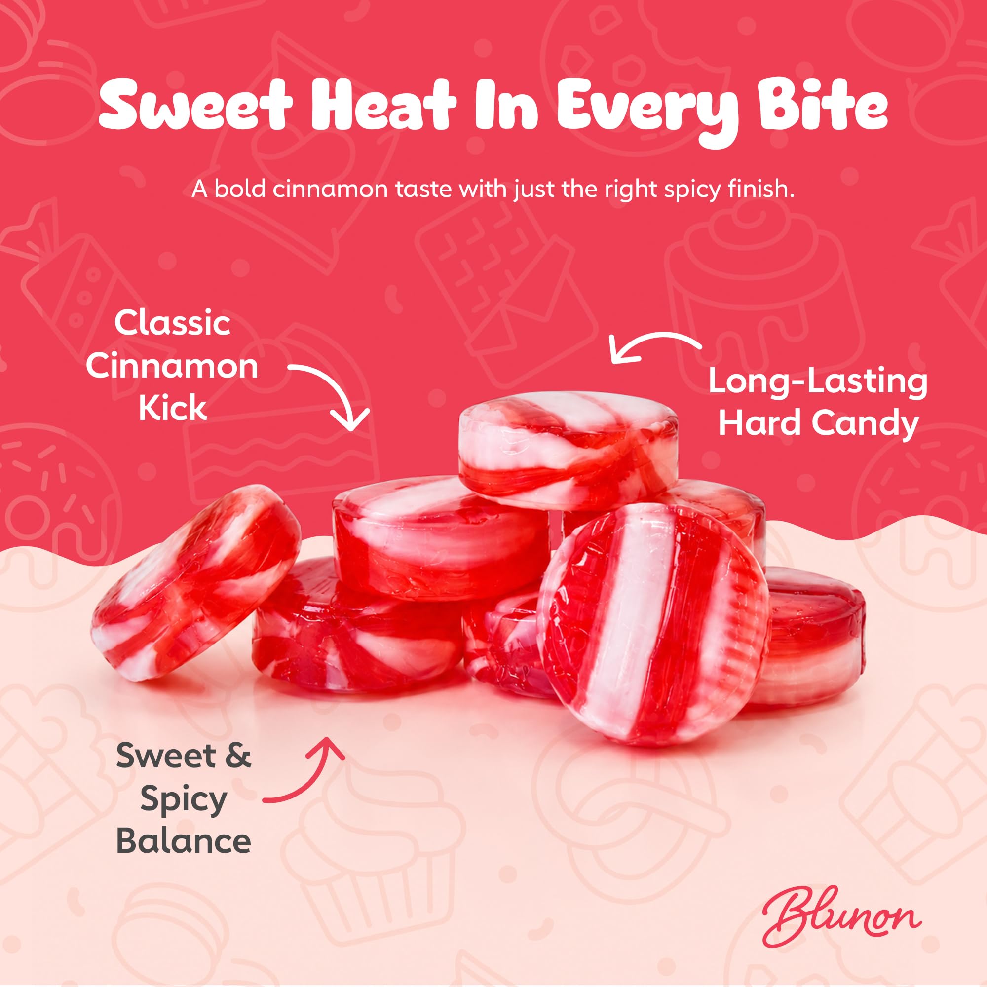 Blunon texture edge view showing hard-candy finish for slow-dissolving enjoyment