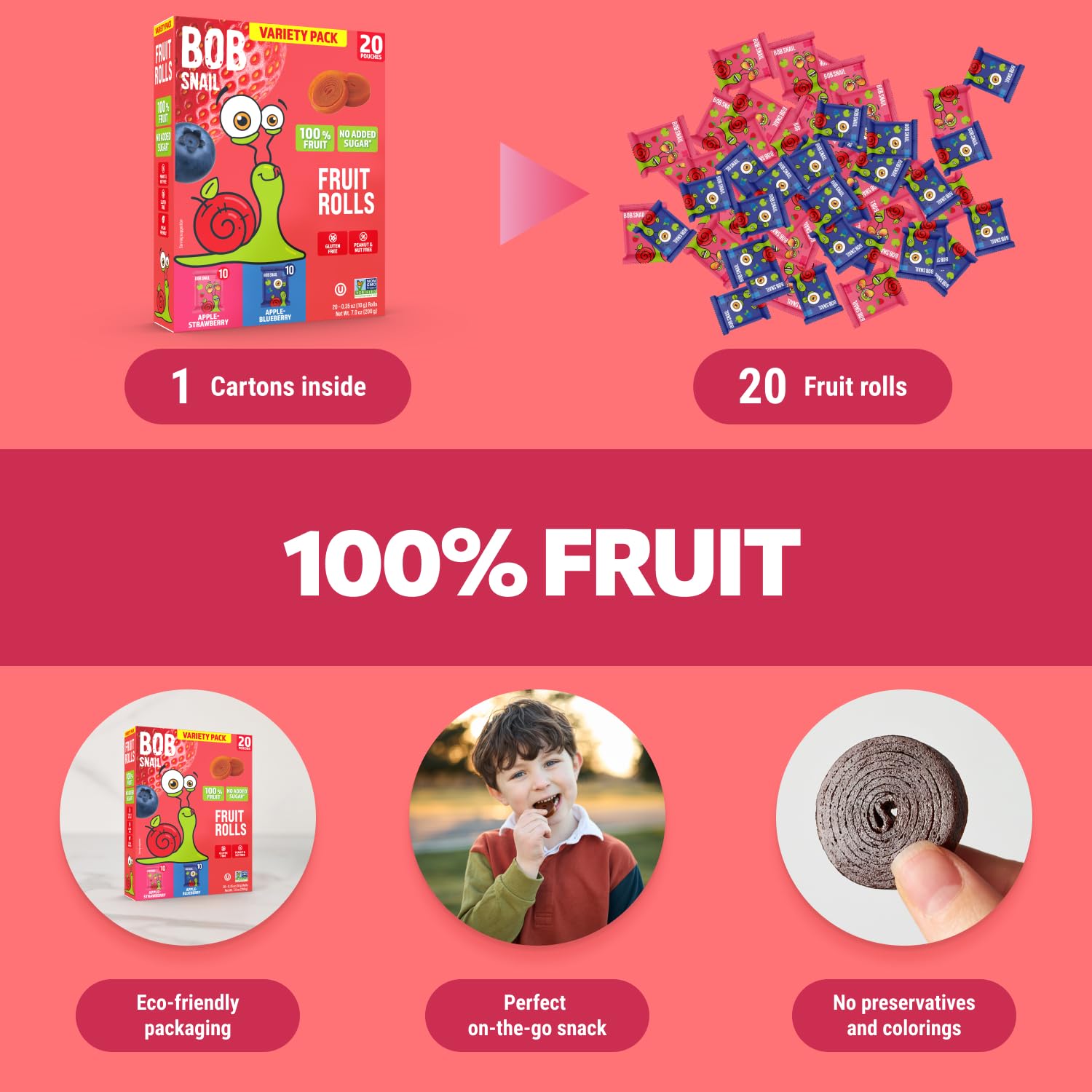 Bob Snail fruit rolls in a lunchbox offering easy, mess-free snacking