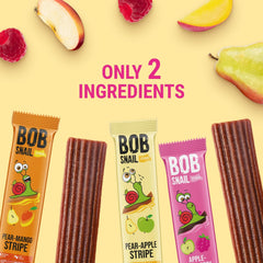 Bob Snail pear-mango strip texture detail showing soft chew and real fruit benefit