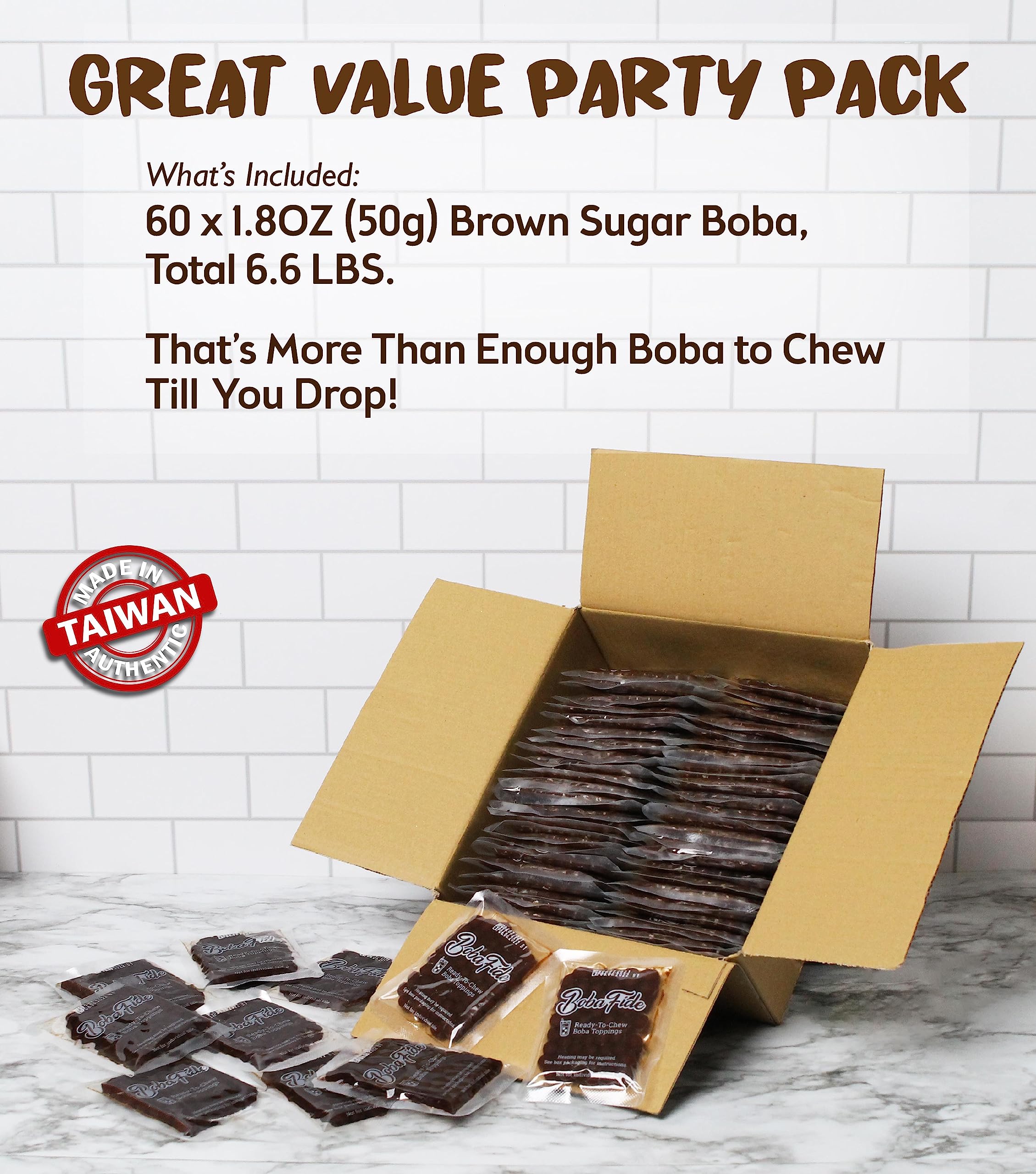 BOBA FIDE open packet with brown sugar soaked tapioca pearls ready to use