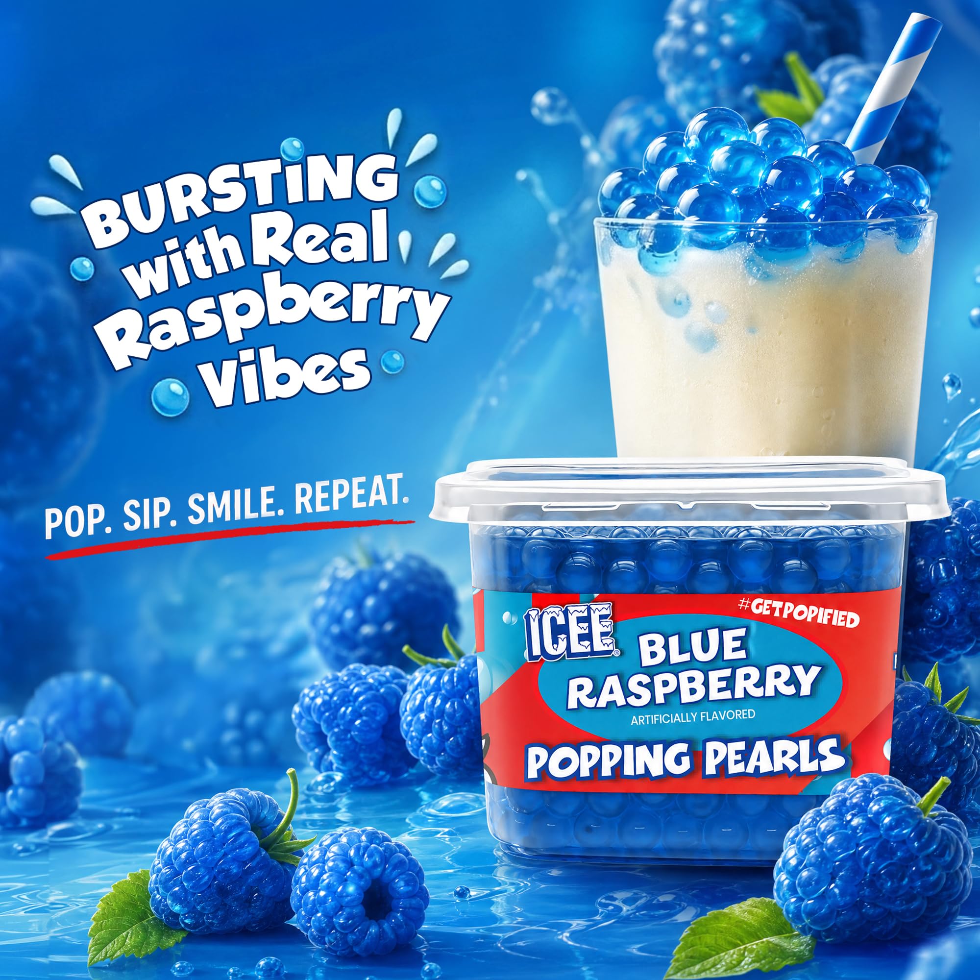 BOBAVIDA popping boba used as ice cream topping showcasing colorful garnish that adds texture and flavor