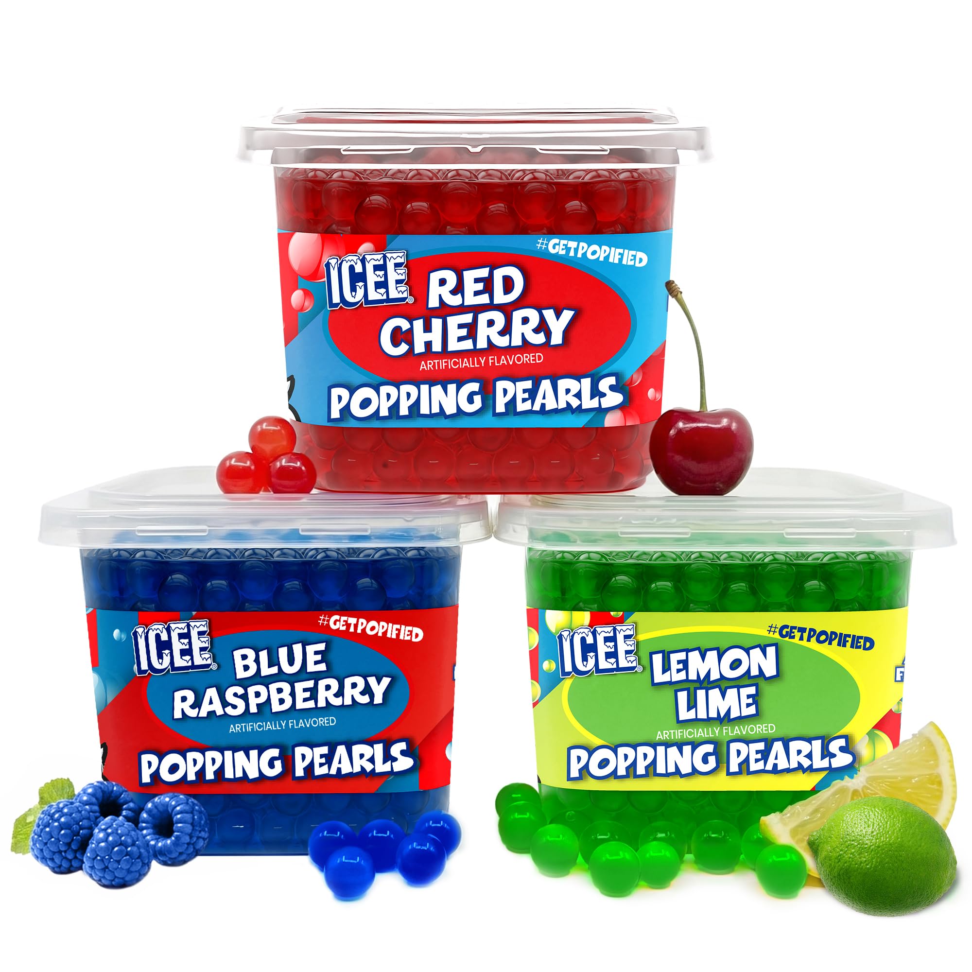 BOBAVIDA front packaging showing three ICEE popping boba tubs for quick service