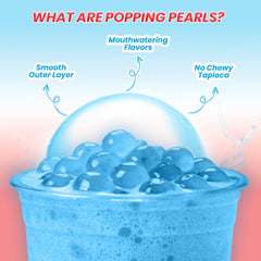 BOBAVIDA close-up of blue raspberry pearls texture showing burstable shells and bright color