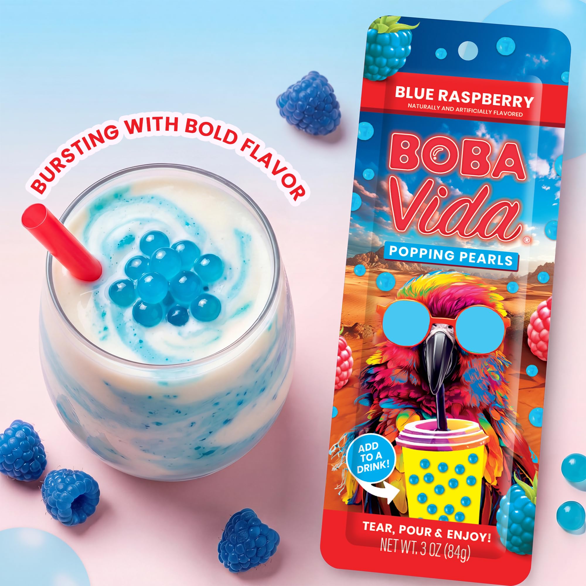 BOBAVIDA hand holding packet and straw showing portion size and grab-and-go convenience