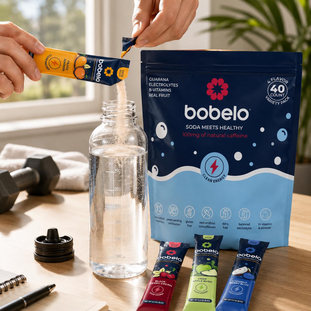 Bobelo flavors displayed with fruit slices illustrating natural juice taste