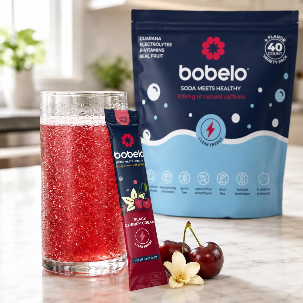 Bobelo single stick next to a water bottle for size and convenience